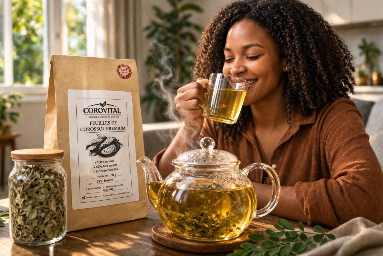 Femme détendue avec tisane